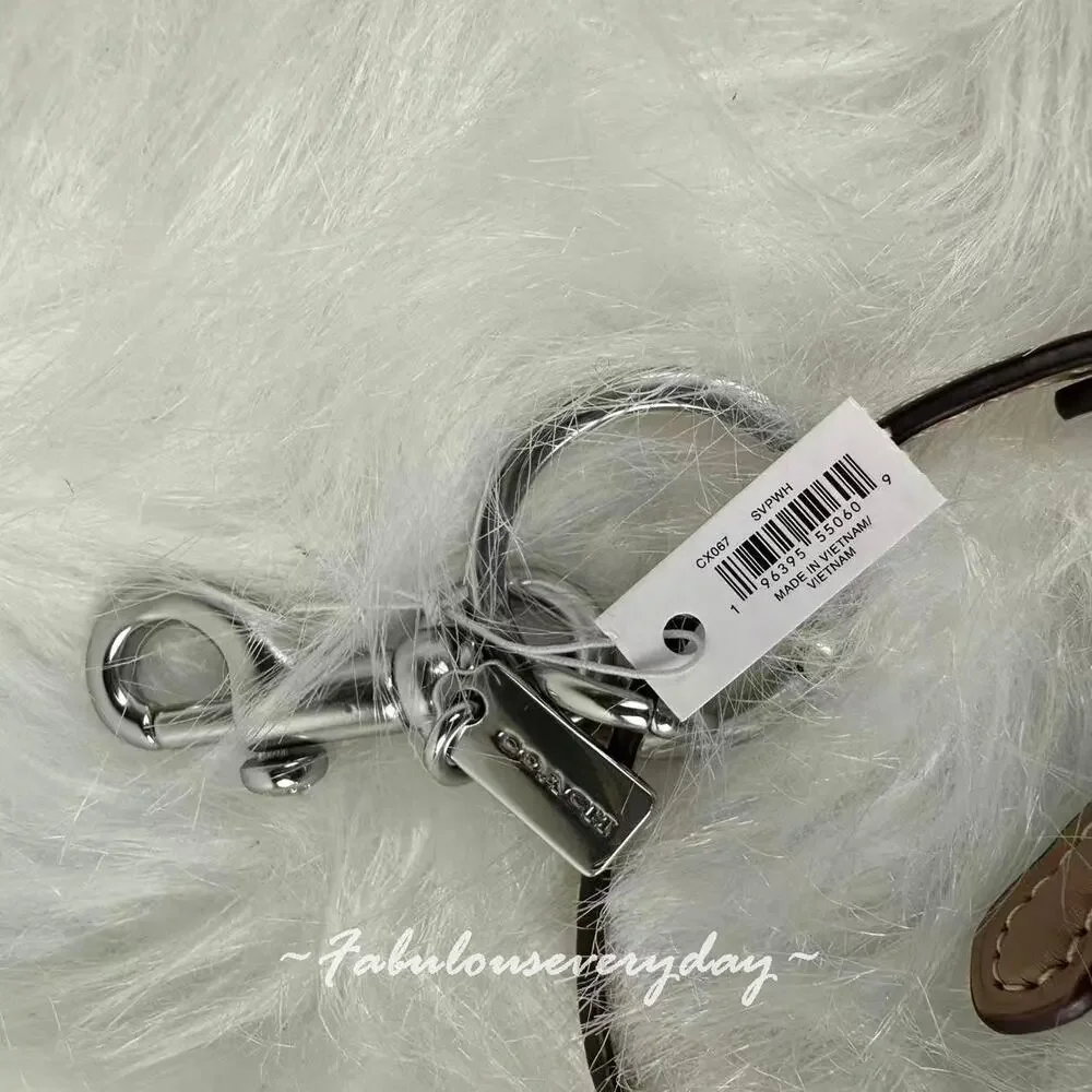 Coach Mini Nolita Bag Charm In Signature Canvas CX067 Silver Sand Taupe NWT